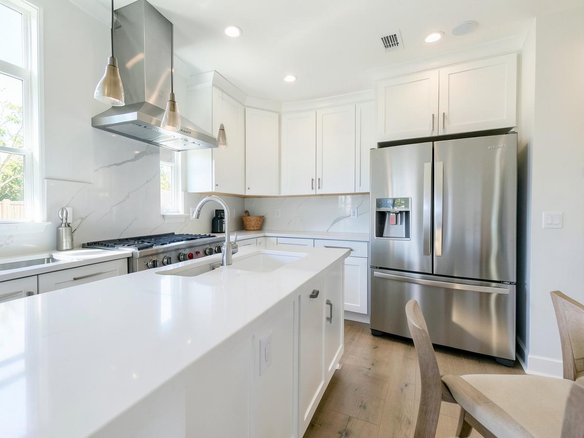 Clean kitchen countertops and appliance exteriors after a Houston home cleaning