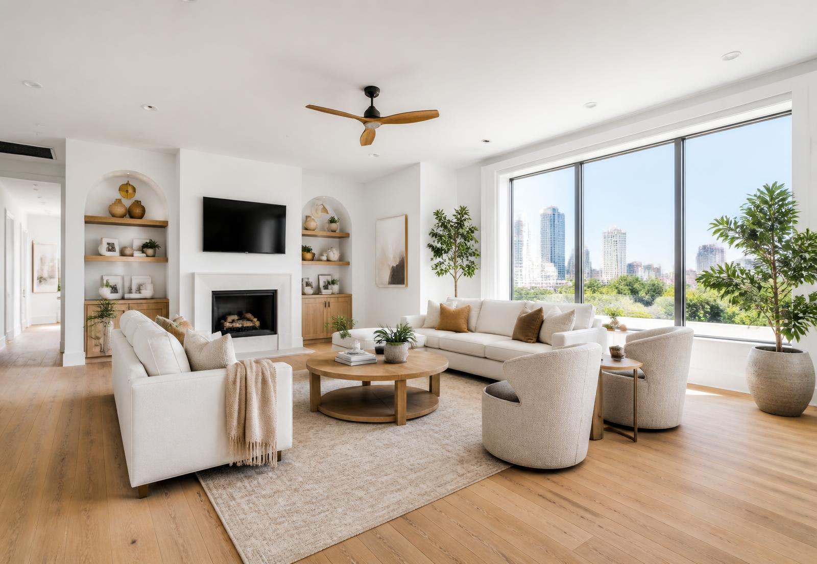 Bright, freshly cleaned Houston living room after a biweekly house cleaning service
